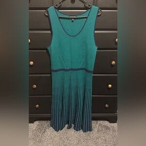 Banana Republic Dress Women's Knitted Stripe Fit & Flare Green and Navy Blue